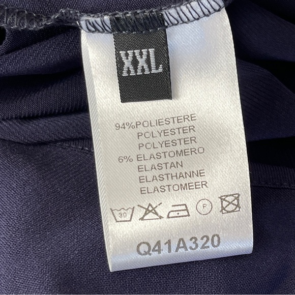 Made In Italy Navy Blue Shift Dress Size XXL 3/4 Sleeves Draped Casual Lagenlook - Picture 8 of 10